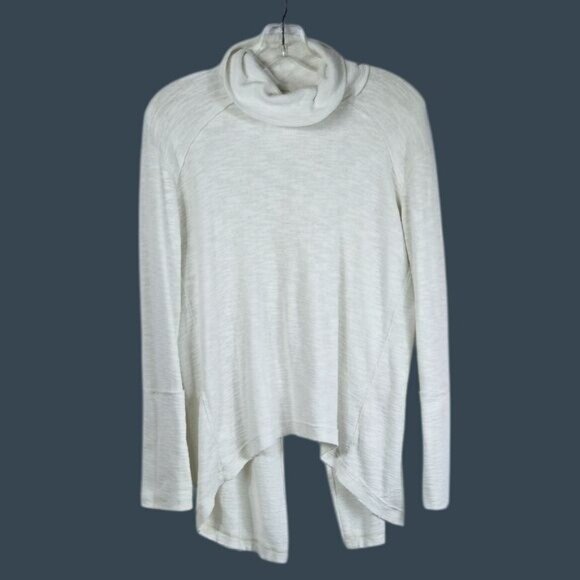 We The Free Split Back Turtleneck Sz S Exposed Seam Tunic White Boho Relaxed Fit - Picture 1 of 9